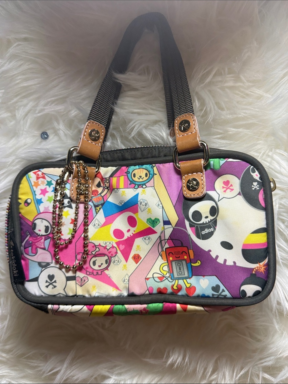 tokidoki Multicolor Character-Print Shoulder Bag with Black Handles